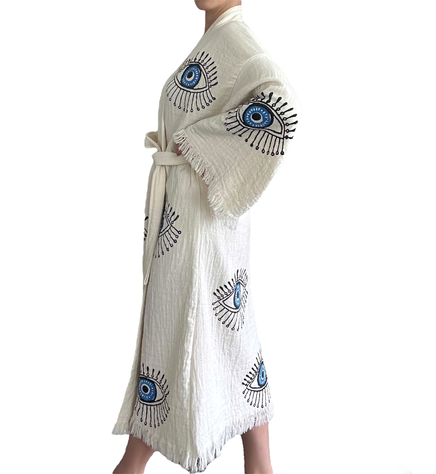 Robe Kimono Evil Eye 100% Coton Bleu EYE