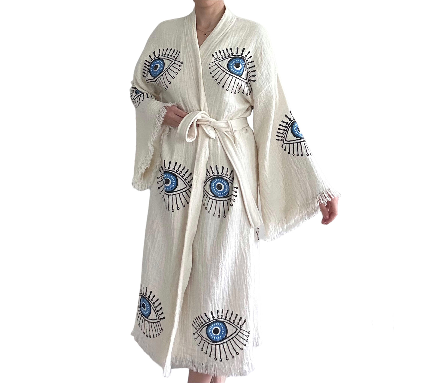 Robe Kimono Evil Eye 100% Coton Bleu EYE