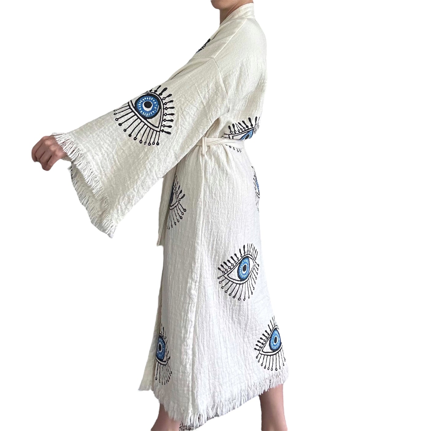 Robe Kimono Evil Eye 100% Coton Bleu EYE