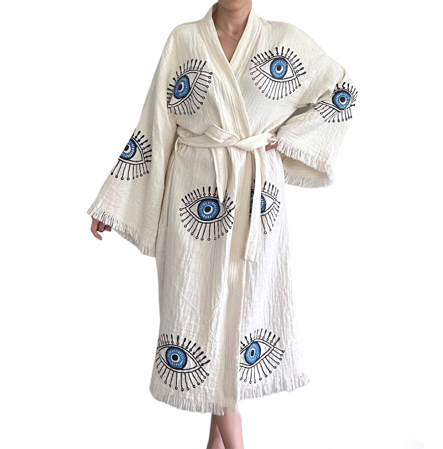 Robe Kimono Evil Eye 100% Coton Bleu EYE