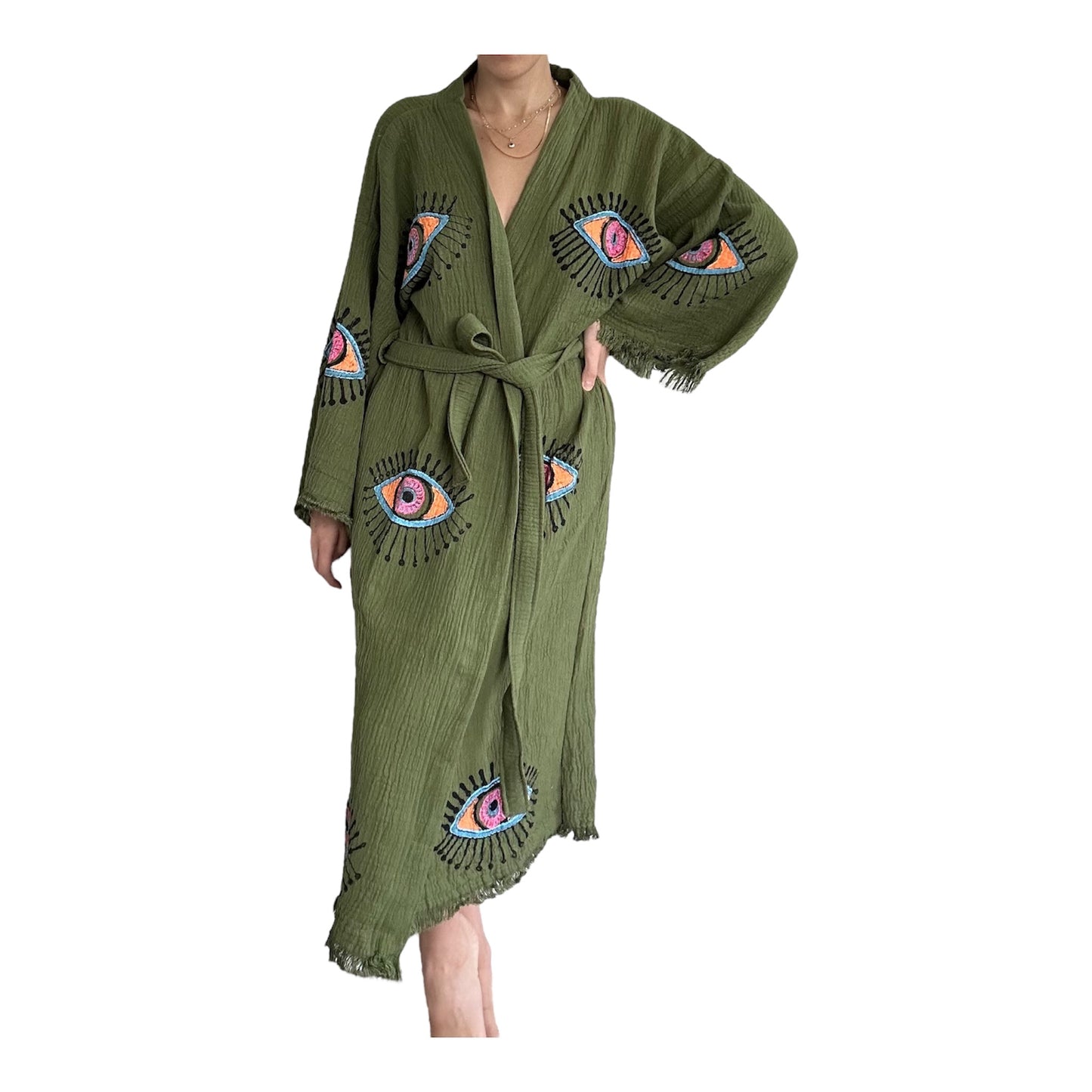 Robe Kimono Evil Eye Pinus Vert