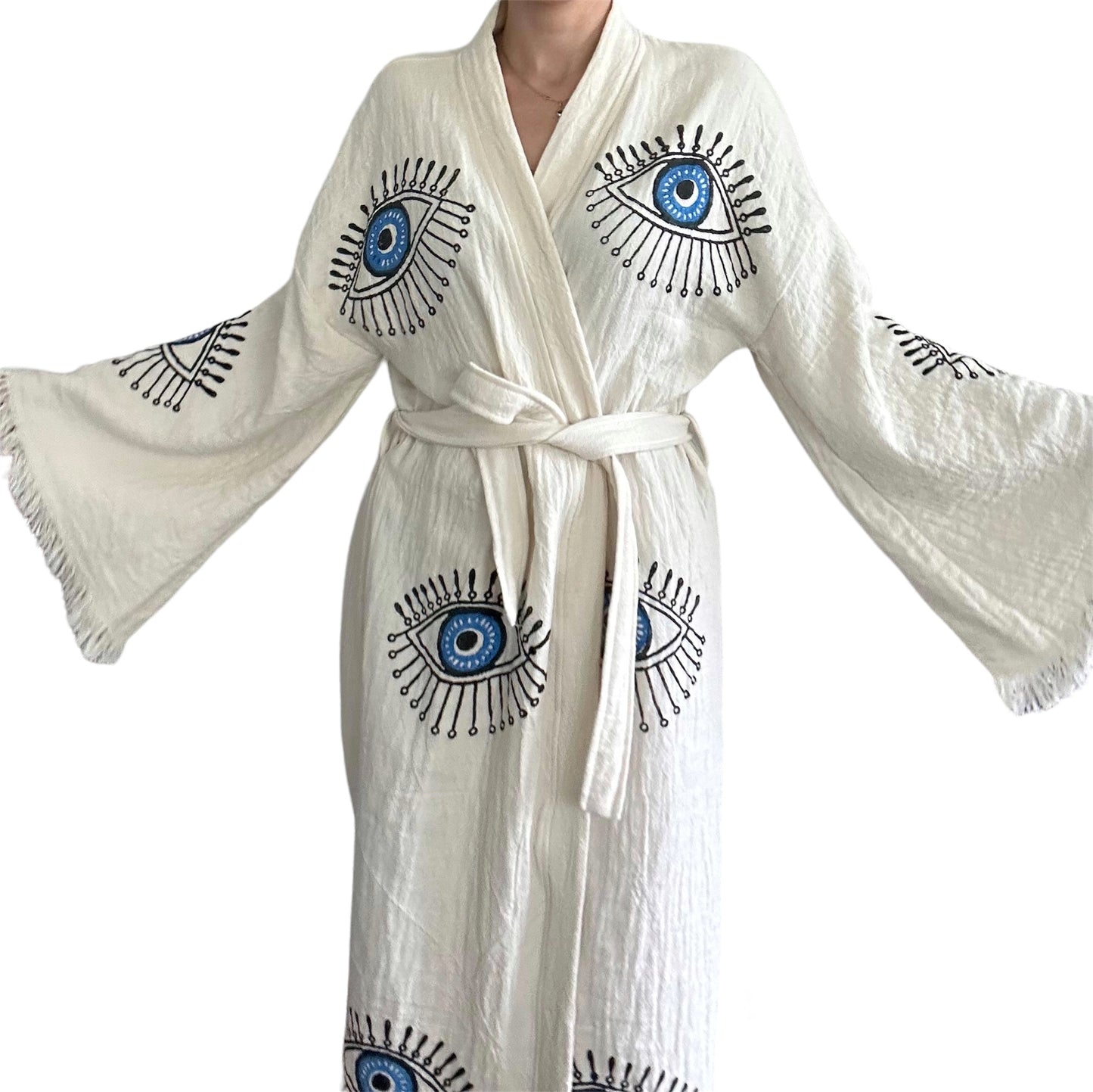 Robe Kimono Evil Eye 100% Coton Bleu EYE