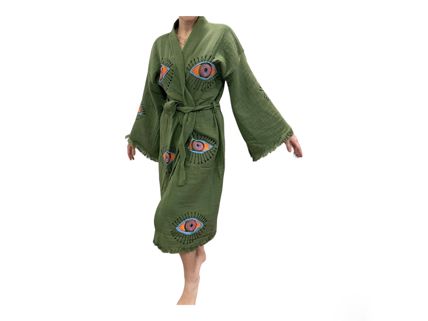 Robe Kimono Evil Eye Pinus Vert